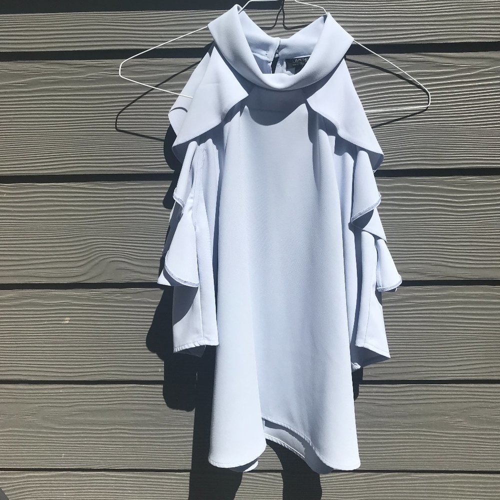 NWT TOPSHOP Ruffle Cold Shoulder Blouse - Picture 2 of 13